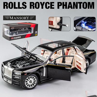 Phantom-Modellauto im Maßstab 1:24, Zinklegierung, zurückziehbares Spielzeugauto, Metalldruckguss-Modellauto mit Ton und Licht für Kinder, Jungen, Mädchen, Geschenk