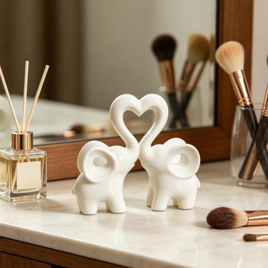Elephant Love Statue, Cute Elephant Figurine Living Room Decor, Brings Good Luck, Love Heart Elephants Decorations for Home Decor Wedding