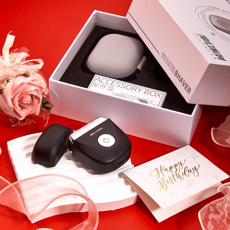 Moluoen Mini Compact Electric Shaver: Portable, Full-Body Washable, Dual Floating Heads.