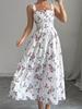 2026 Spring Floral Sleeveless Maxi Dress Sweet Cinched Waist Casual Long Dress