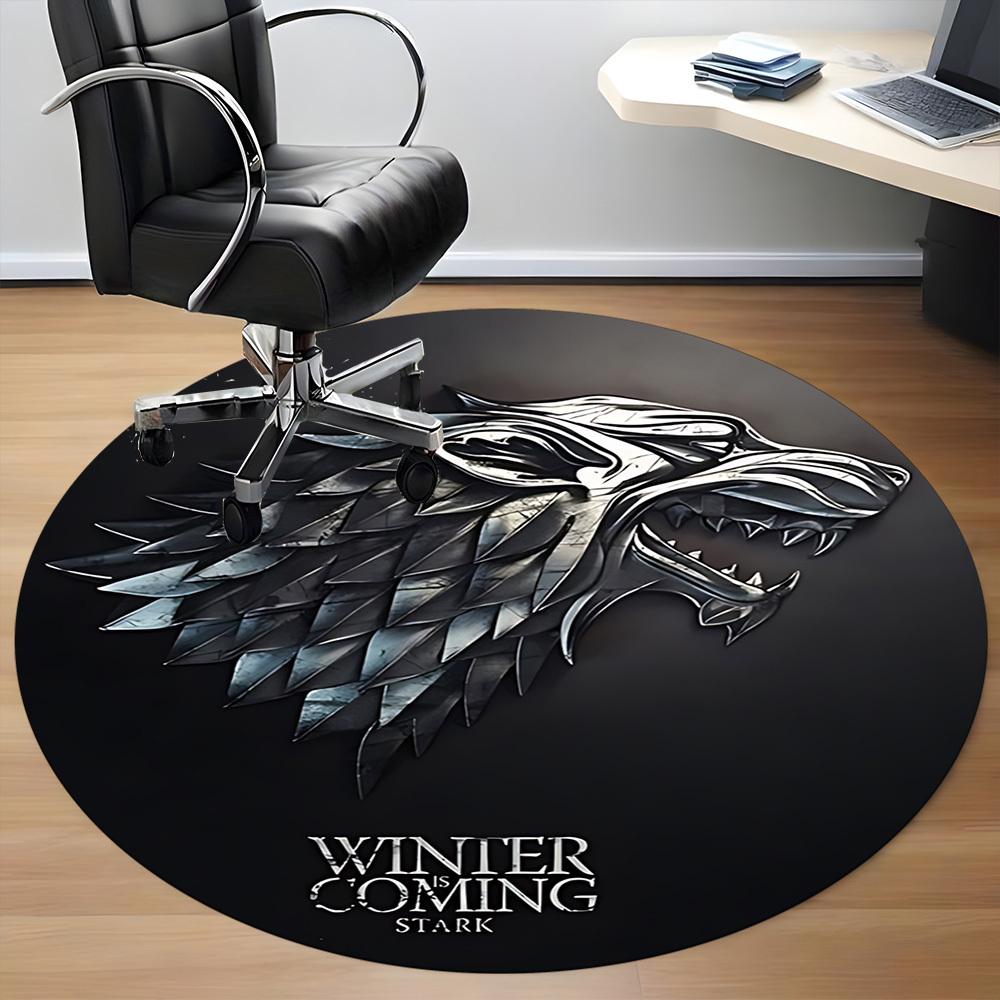1pc Winter is Coming Carpet, Round Non-Slip Durable Large Size Office Carpet, Suitable for Office yy250908035