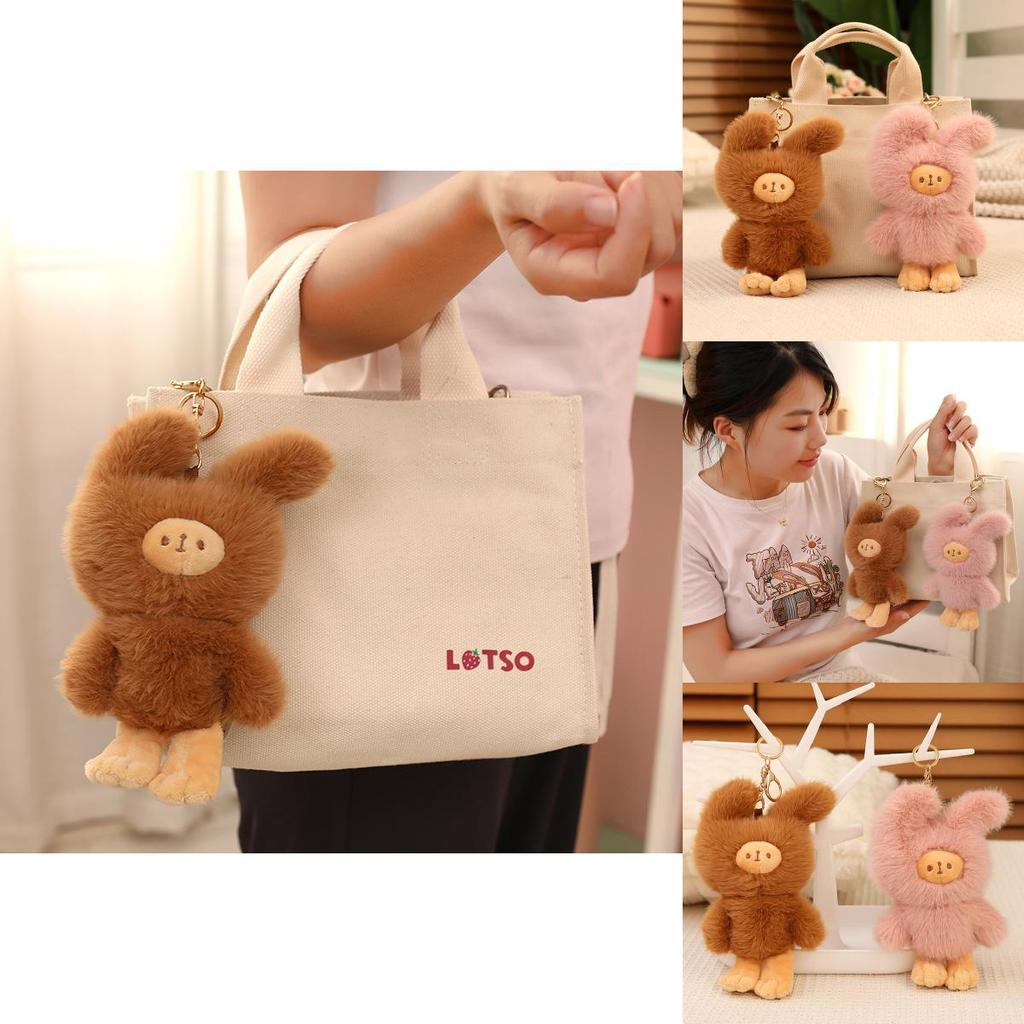 Adorable Bunny Plush Keychain Soft Rabbit Couple Pendant For Students And Backpacks