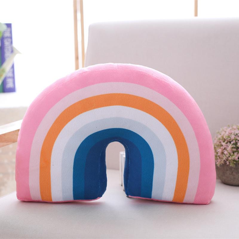 

Shaped Lovely Rainbow Pillow Plush Dolls Soft Stuffed Toy Back Cushion Xmas Gift розовый