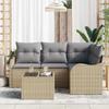 Garden Sofa Set 5 Pcs Beige Poly Rattan