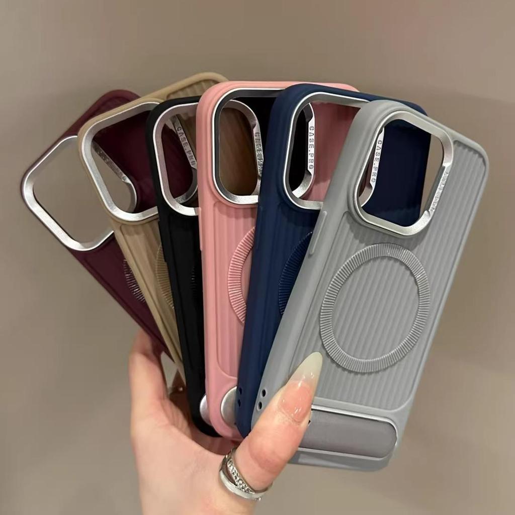 Invisible Folding Bracket Magnetic For Magsafe Case For iPhone 16 Pro Max 15 14 13 12 11 Pro Soft Silicone Shockproof Cover