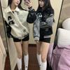 Vintage College Style Embroidered Letter Baseball Jacket Men Women Stand Collar Loose Fit Outerwear
