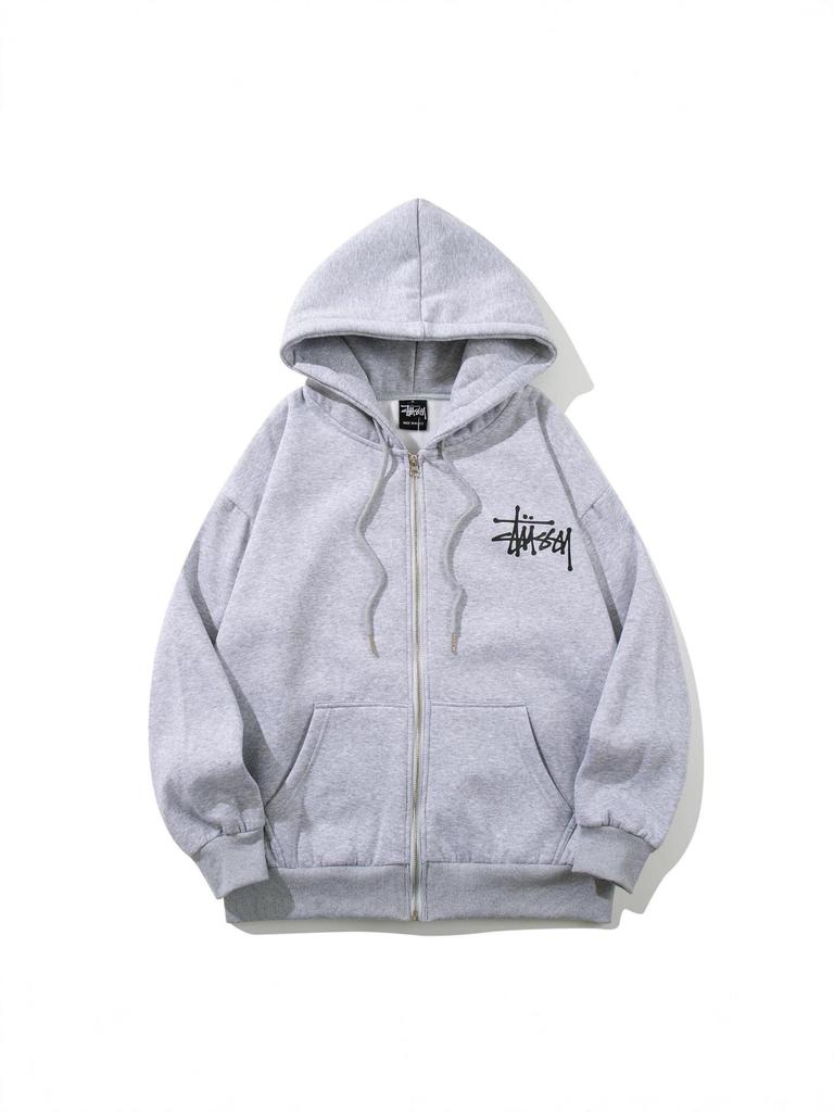 STU Plus Zamatová Unisex Bunda s Kapucňou na Zips - Teplé, Trendy Jesenné/Zimné Oblečenie pre Študentov.