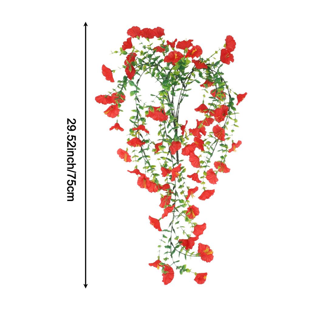 1PCS Artificial Fake Morning Glory Hanging Flowers Lifelike Outdoor Decor Garden Wall Hanging Plants Wedding Decoration