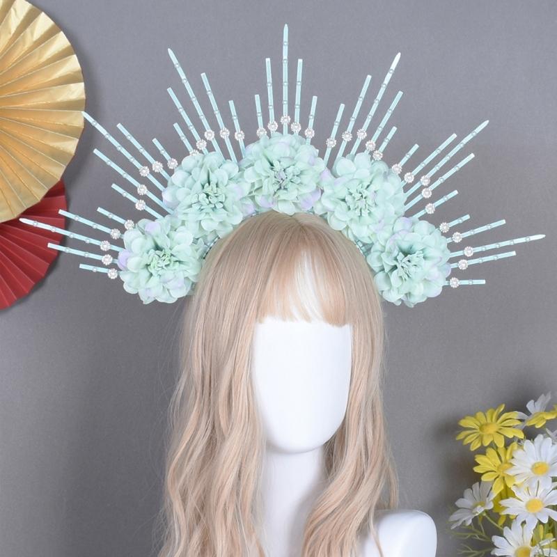 Charming Flower Crowns Headpiece Traditional Chinese Flowers Hair Accessory Eye Catching Floral Headband Ornament