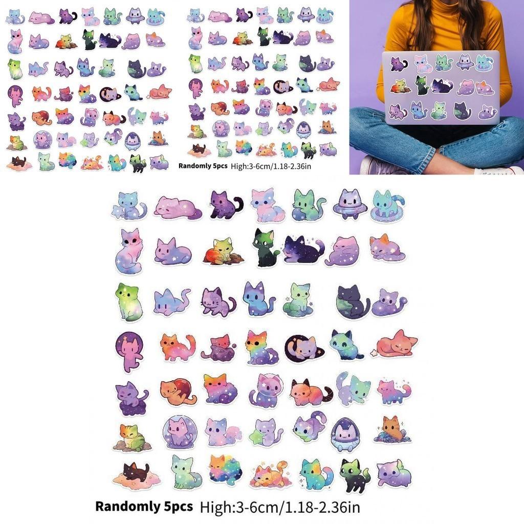 Colorful Starry Sky Cat Graffiti Stickers Decor For Guitar Notebook Luggage Diy Waterproof Decals Wholesale