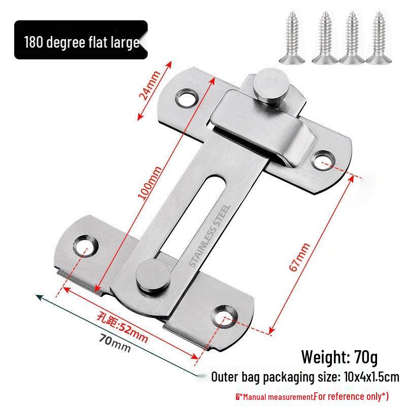 Stainless Steel Anti-theft Door Bolt Latch for Bathroom and Household Sliding Doors