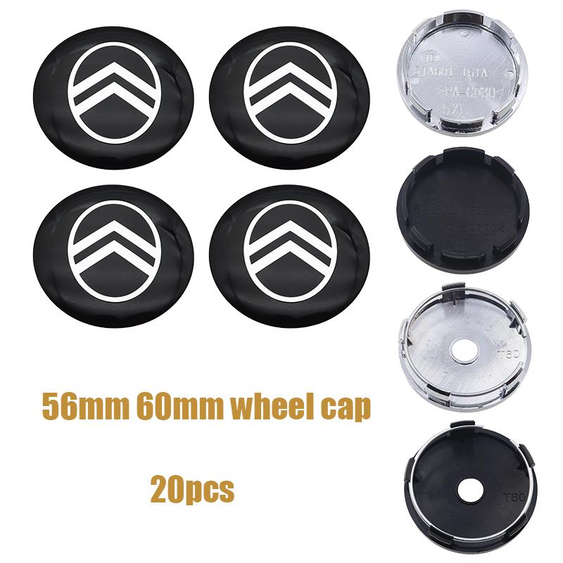 20pcs 56mm 60mm Citroen 3D logo Car wheel emblem Wheel Center Hub Cap auto Rim refit dust-proof badge covers styling accessories