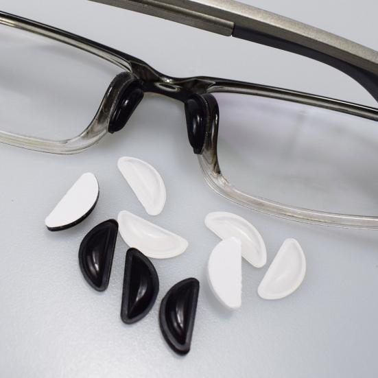 12 Pairs Glasses Nose Pads Non-slip Half Moon Hollow Solid Color Stylish Daily Using Long Lasting Silicone Eyeglass Nose Pad for Office