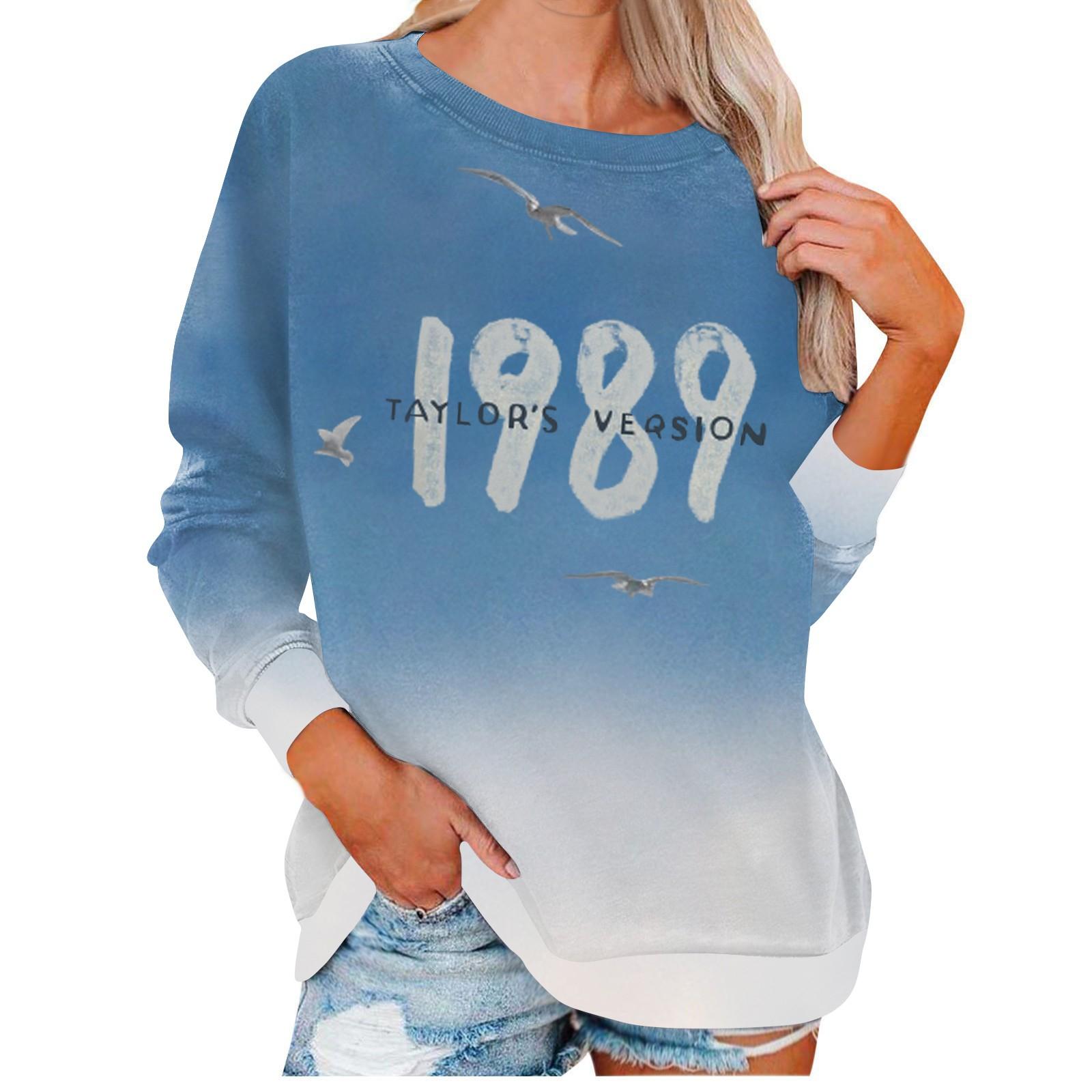 

Женские повседневные модные толстовки с длинным рукавом и круглым вырезом с принтом Хэллоуина, пуловер, топ S небесно-голубой