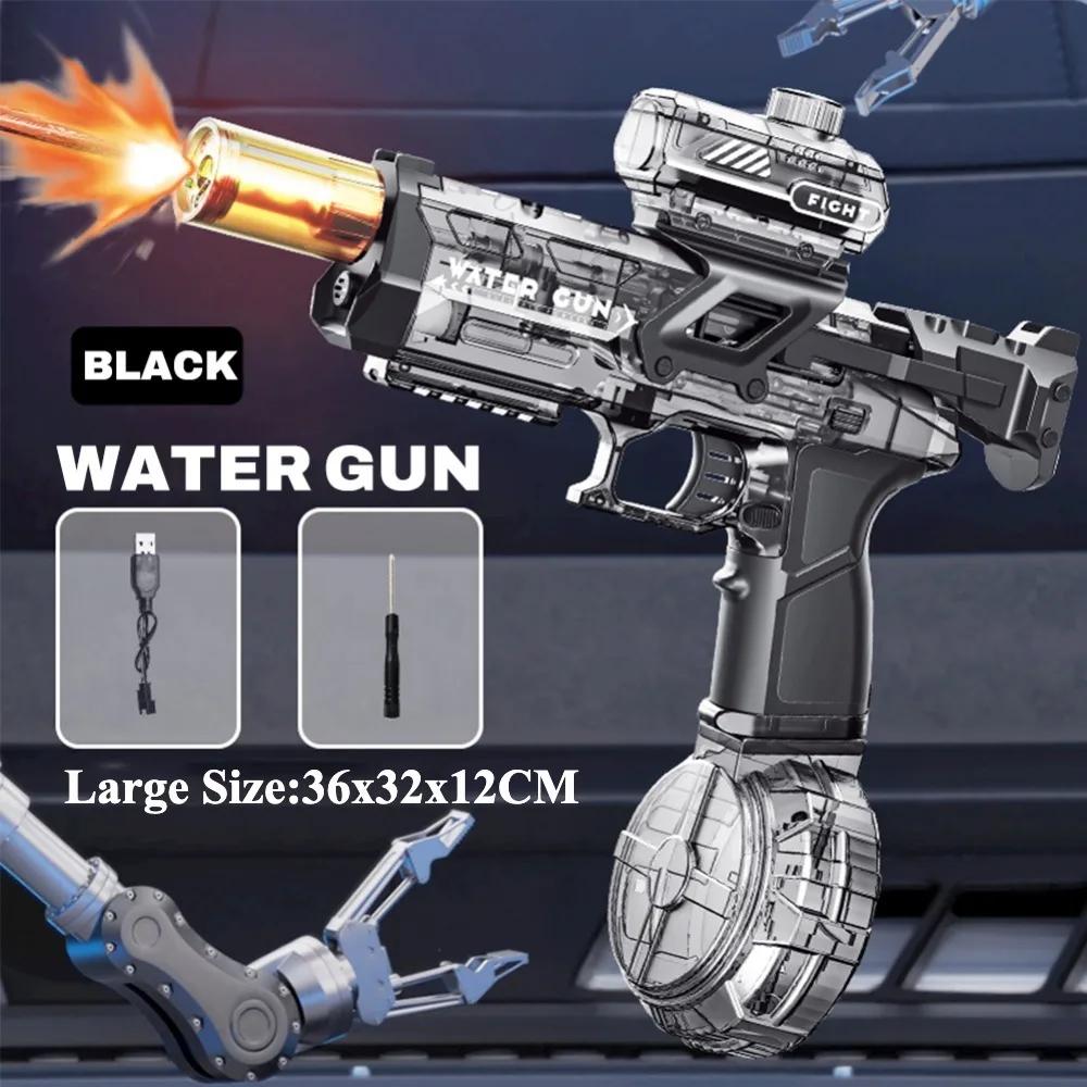 Flame Effect Electric Water Gun with Light Summer Pool Beach Outdoor Shooting Game Toy Gift for Children and Adults
