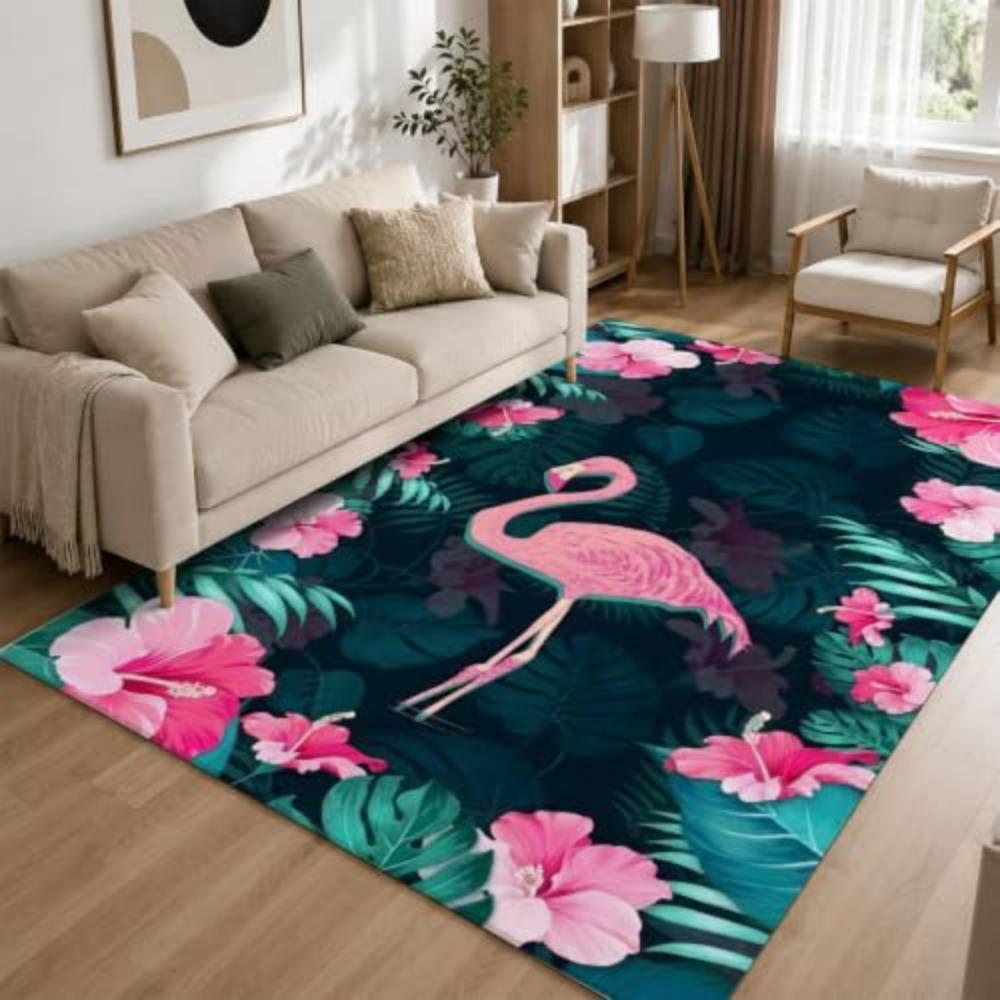 Living Room Rug Bicolor Mascot Silhouette Innocent Golden Eyes Printed Solid Black Backdrop House Apartment Floor Carpet