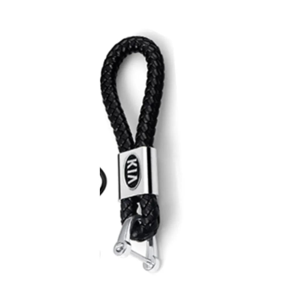 QAXS4 Car Styling Metal Key Ring Key Holder Braided Rope Key Case Accessories For KIA Morning Sorento Rio Stonic Sportage Ceed Optima