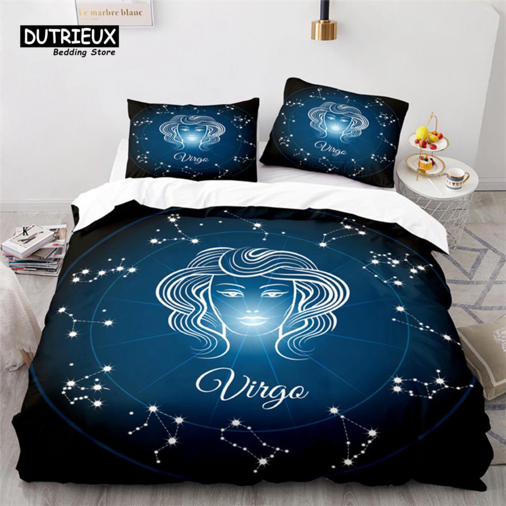 Twelve Constellation Bedding Set For Kids Child Girls Boys 3D Print Cancer Duvet Cover Mystery Galaxy Comforter Cover Pillowcase