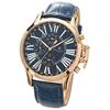 Salvatore Marra Men's Quartz Watch, Casual, Business Style, Analog, Blue Leather Strap, Includes Watch Cloth (PGBL)