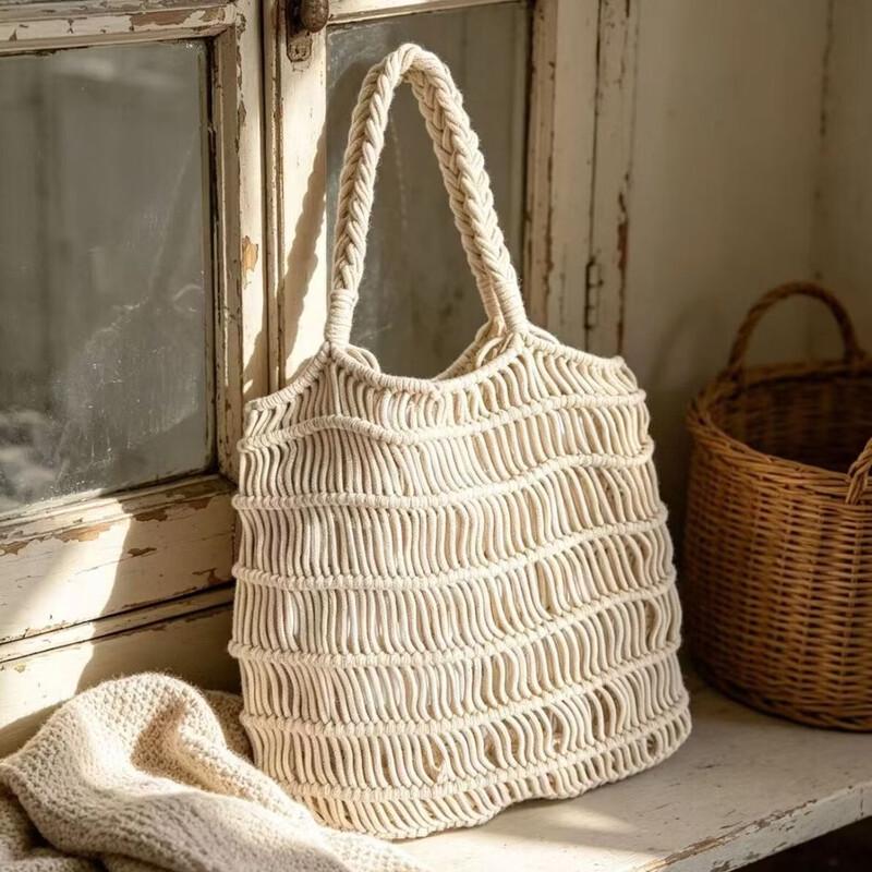 

Boho Woven Cotton Tote Bag