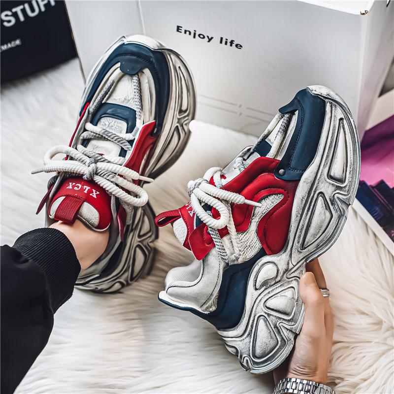 Men's Thick Soled Casual Sports Shoes for Autumn and Winter Fashionable and Trendy Graffiti Tie Up Men's and Women's CasualShoes