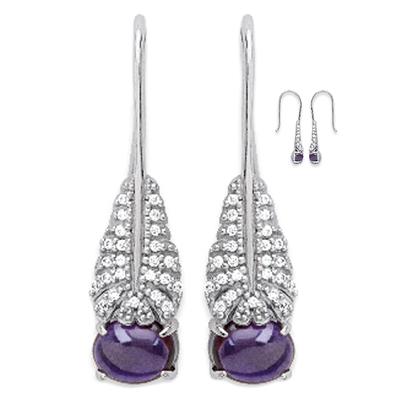 [Q0565] - Silver Earrings 'Sissi' Purple White Silver (rhodium Plated) - 15x7 Mm