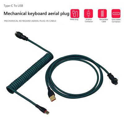 Kabel 1,8m złącze lotnicze 2 w 1 Type-C do USB spiralny paracord komputer stacjonarny złącze lotnicze akcesoria do klawiatury mechanicznej