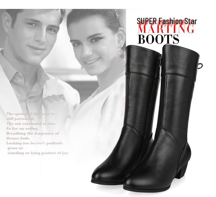Cross42 Women's Mid-Calf 2020 Martin Boots - Large Size, Square Heel, Mid-Heel, Comfortable British Style for Moms