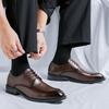 New business dress round head men's leather shoes Korean version casual round head black leather shoes men's work shoes 24268-R