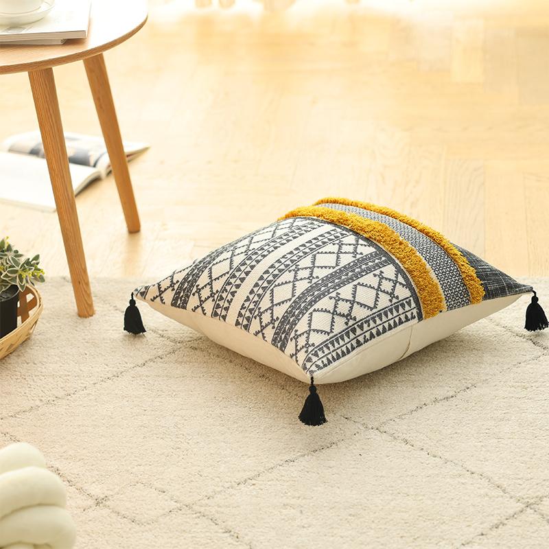 Cotton and Linen Pillow B&B Living Room Sofa Nap Cushion Bay Window Bedside Car Decorative Waist Pillow Case