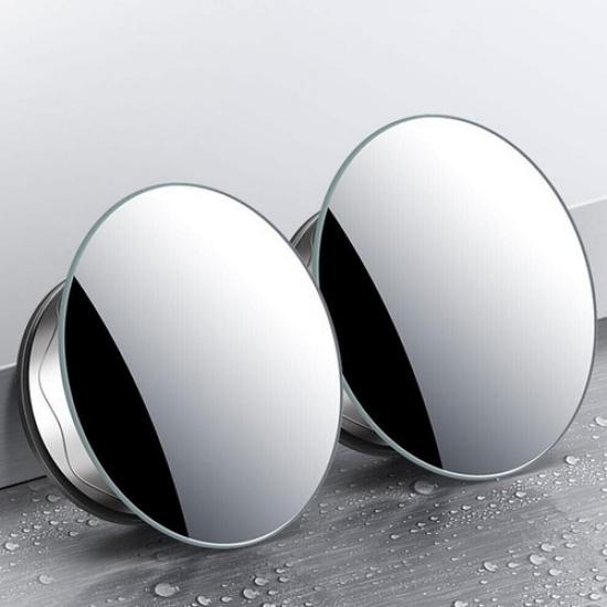 2pcs 360° Rotating Suction Cup Auxiliary Round Mirror Car Wide Angle Blind Spot