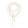 SHIXIN 5 Stück/Set Mode Y-förmige Bunte Kristall Schlüsselbein Kette Damen Boho Exquisit Gold Farbe Kreuz Anhänger Halskette Schmuck