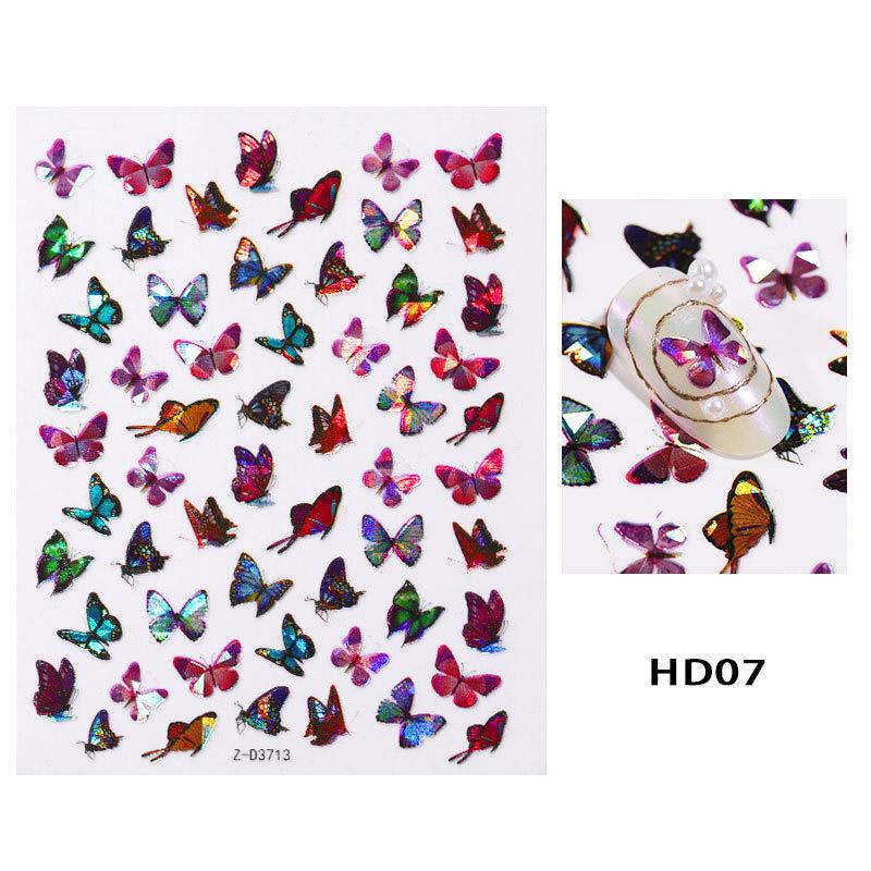 8 PC Holographic 3D Nails Stickers Nail Art Laser Butterfly Sticker Decal Butterflies Manicure Decoration Tool