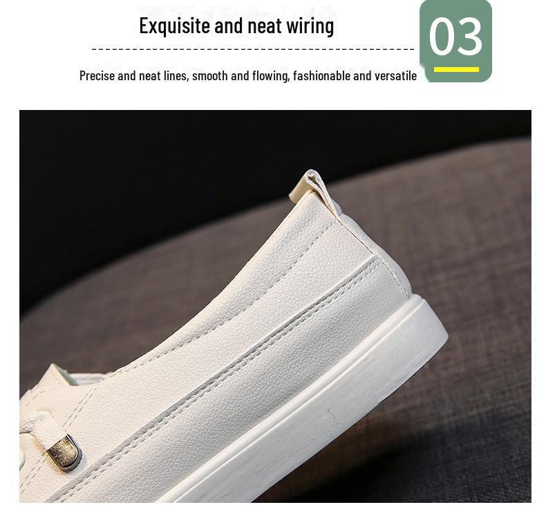 """Modne damskie białe skórzane sneakersy 2025""": Jesień Oddychające, Płytki Dekolt, Styl Koreański, Pasujące do wszystkiego, Idealne dla Studentów"