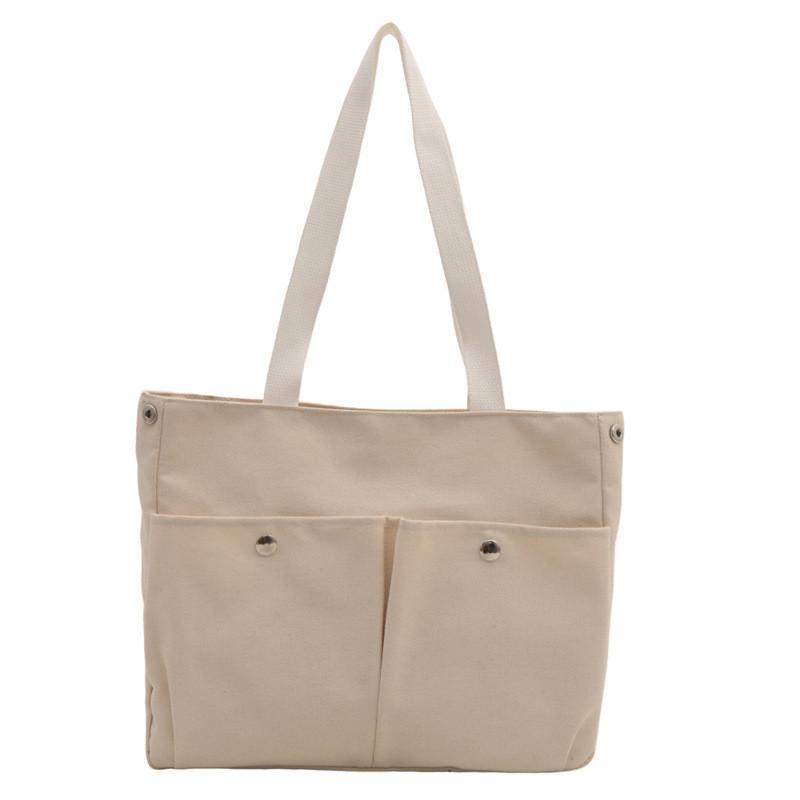 Fashionable Simple Shoulder Bag For Women In Gray Durable Canvas Material