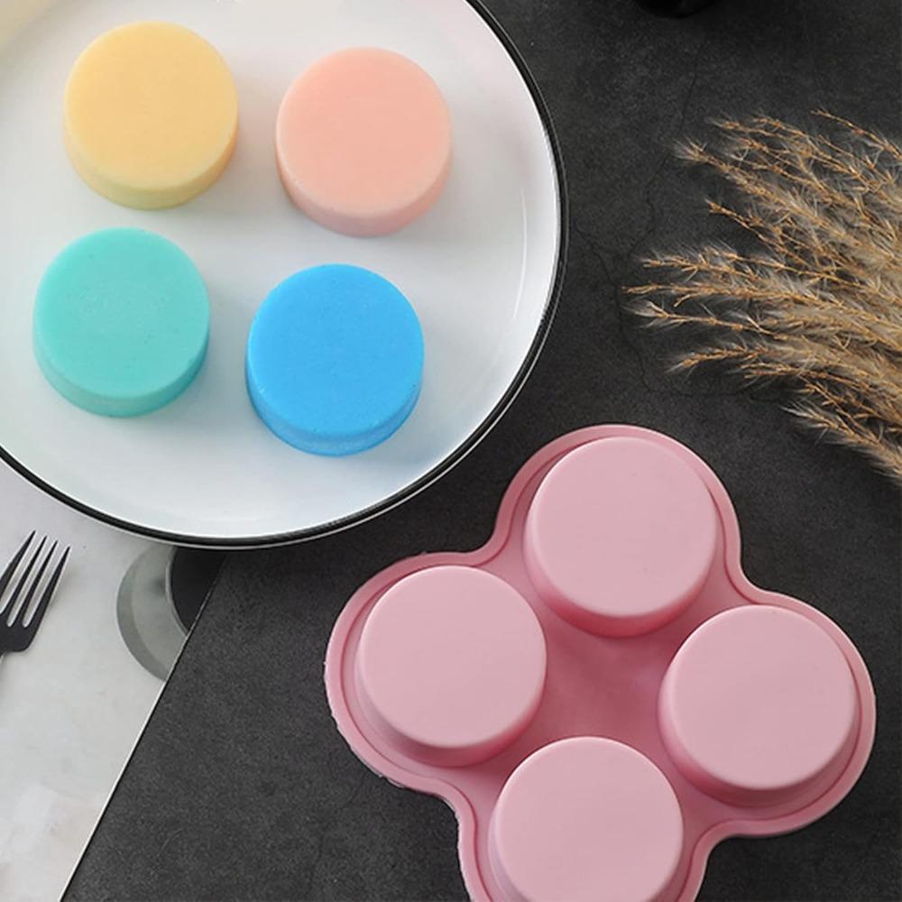 Reusable Silicone Egg Cake Mold Non Stick Air Fryer Baking Tool Silicone Muffin Mold for Baking Hamburger Bun 4 Cavity Mold