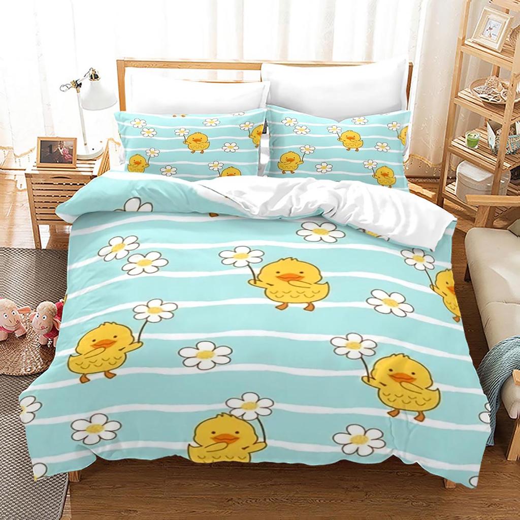 Yellow Duck Bedding Set Single Twin Full Queen King Size Little Duck Bed Set Aldult Kid Bedroom Duvetcover Sets 3D Print 020