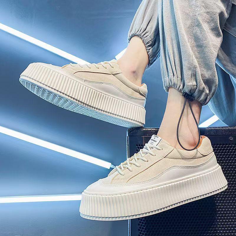 

Hong Kong style men s shoes 2025 spring new thick-soled heightening canvas shoes trend versatile casual sports breathable board shoes men 39