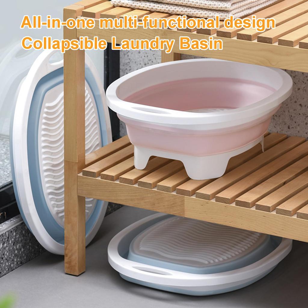 Portable Hand Washing Foldable Basin With Brush Home School Dormitory Washboard Basin For Clothes Cleaning Tools