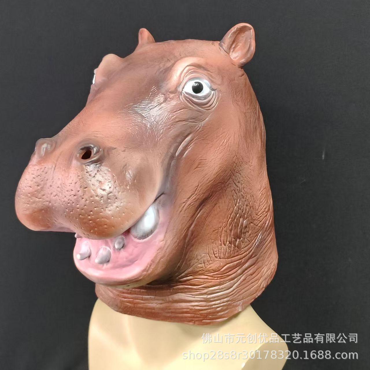 Halloween mask funny hippo latex headgear cos Ball Party Costume Funny Animal Headgear Full Face Hippo