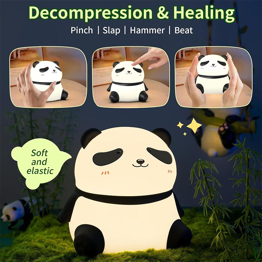 Panda Silicone USB Night Light - Touch Control Lamp with Phone Stand for Bedroom, Kids Room & Nursery Gift
