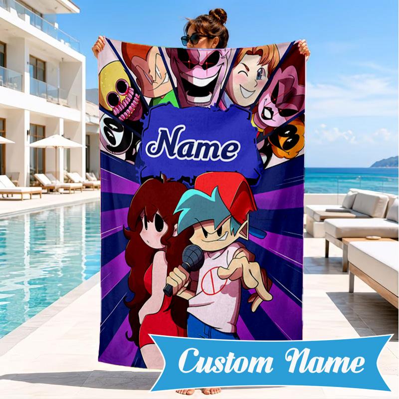 Custom Name Friday night Beach Towel Microfiber Beach Towel, Lightweight and Quick-Dry, for Summer Travel, Swimming Pool Gift
