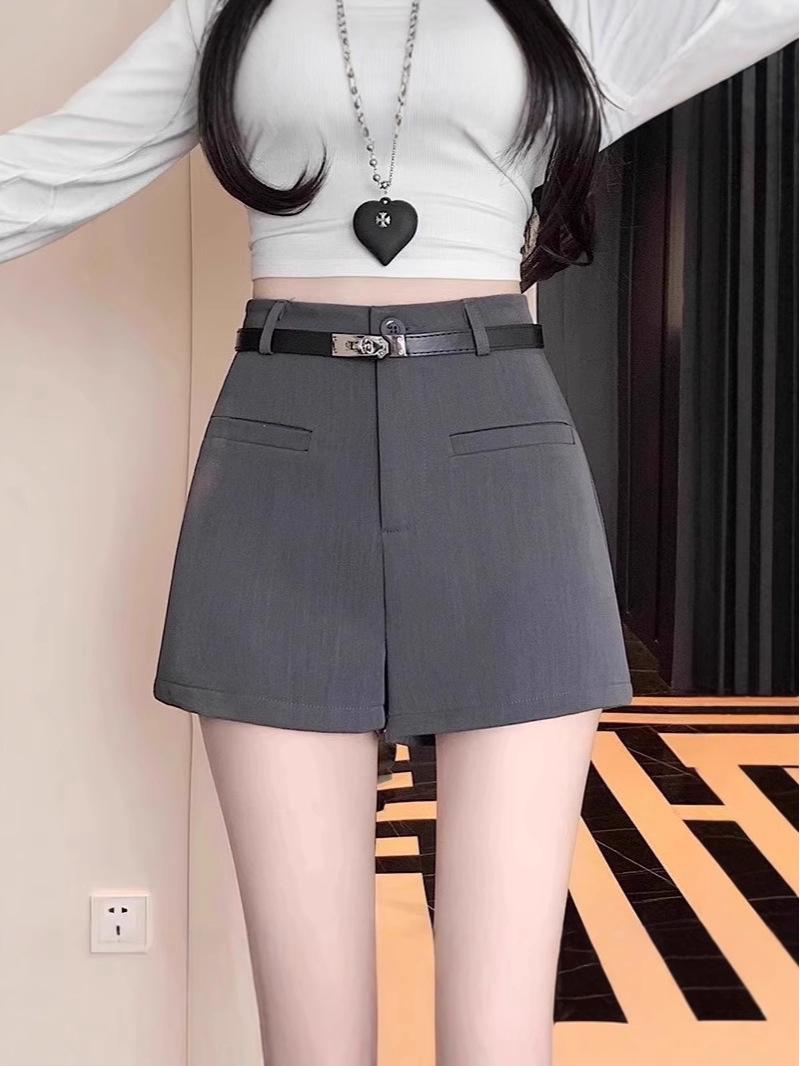 

2025 Новые женские шорты с высокой талией в корейском стиле, белые летние шорты, повседневные брюки широкого кроя, стройнящие 4XL серый