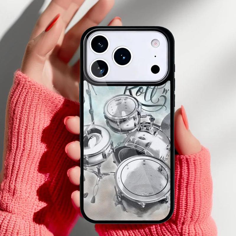 Musical Instrument Drum Phone Case for iPhone 17 Air 16e 15 14 13 Pro Max Back Cover for 12 11 Pro Coque