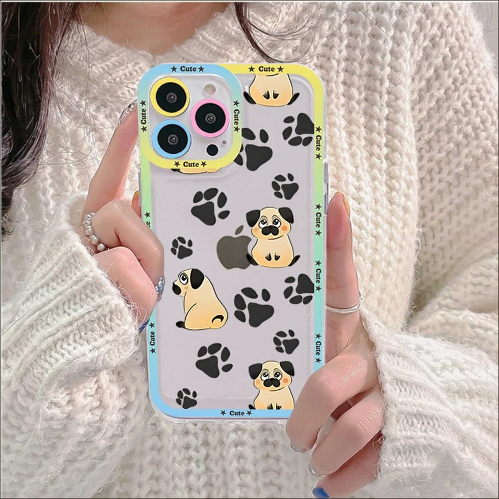 Pug Dog French Bulldog Phone Case For IPhone 14 13 12 11 Pro Max Mini X Xs XR 6 7 8 Plus SE 2020 Transparent Case