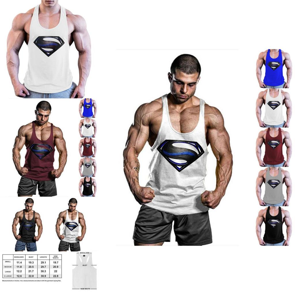 Premium Quality Men Bodybuilding Tank Top Muscle T-shirt With 3d Superman Design