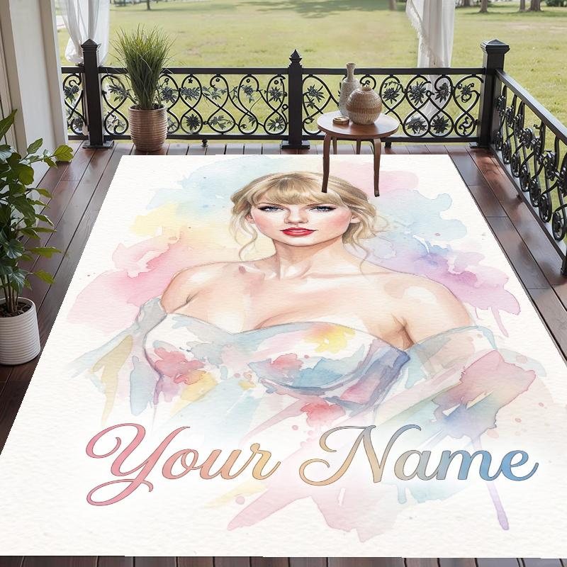 Custom Name Taylor Swift Crystal Velvet Floor Rug Personalized Text Soft Carpet Home Decor