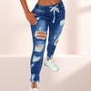 Blugi Dama Găuriți Elastici de Vară Slim-fit Potriviți cu Orice Pantaloni Denim pentru Purtare Zilnică