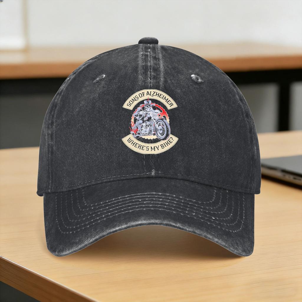 Washed Baseball Cap Sons Of Alzheimer Where‘S My Bike Old Biker Summer Trucker Hat For Unisex-Teens Sun Baseball Caps