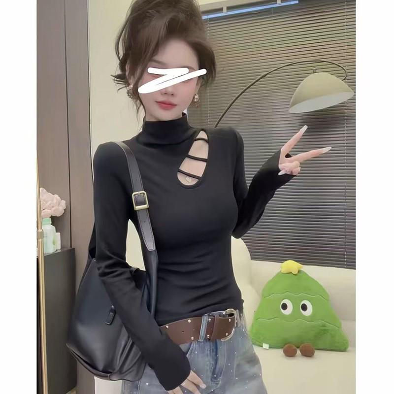 Women's Slim Fit Winter High Neck Brushed Cotton Long Sleeve Top